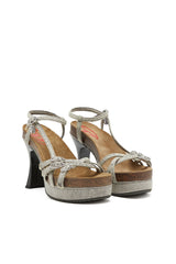 Women's D-Woodstock-Strappy platform sandals in denim Grey