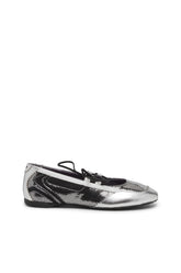 Women's D-Mile-Metallic lace-up ballet flats Silver