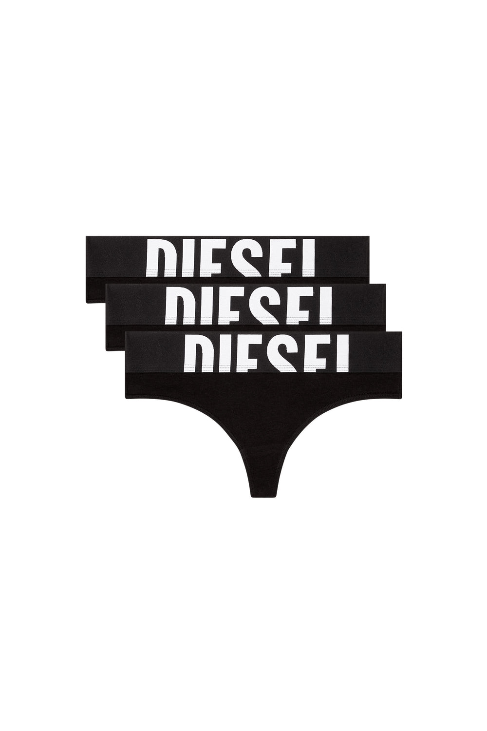 Women's Three-pack thongs with cut-off logo Black