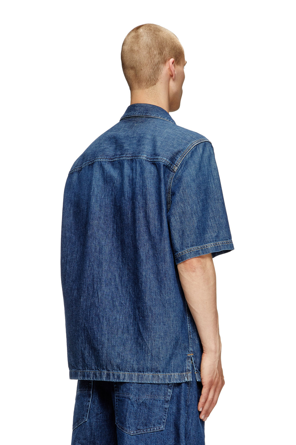 Men's Bowling shirt in denim Blue