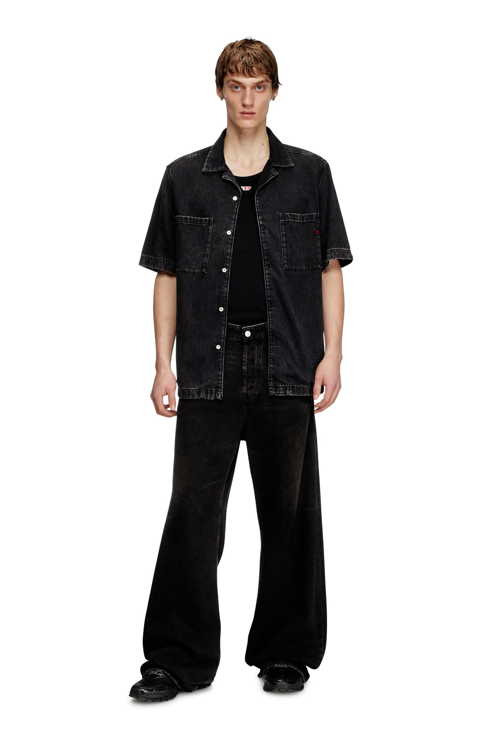 Men's Bowling shirt in Tencel denim Black