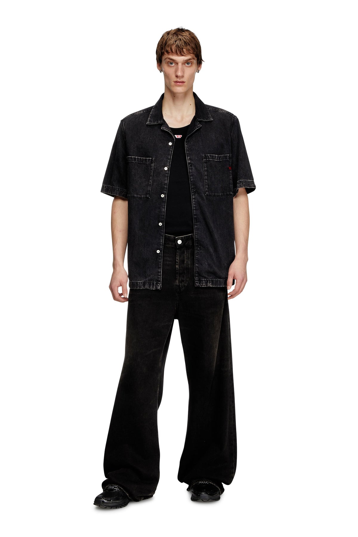 Men's Bowling shirt in Tencel denim Black