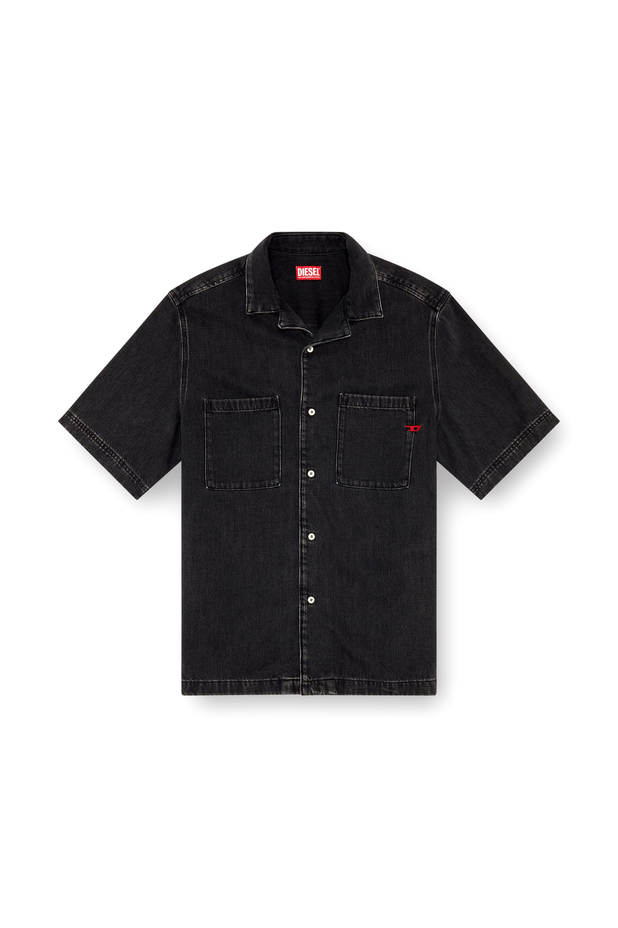Men's Bowling shirt in Tencel denim Black