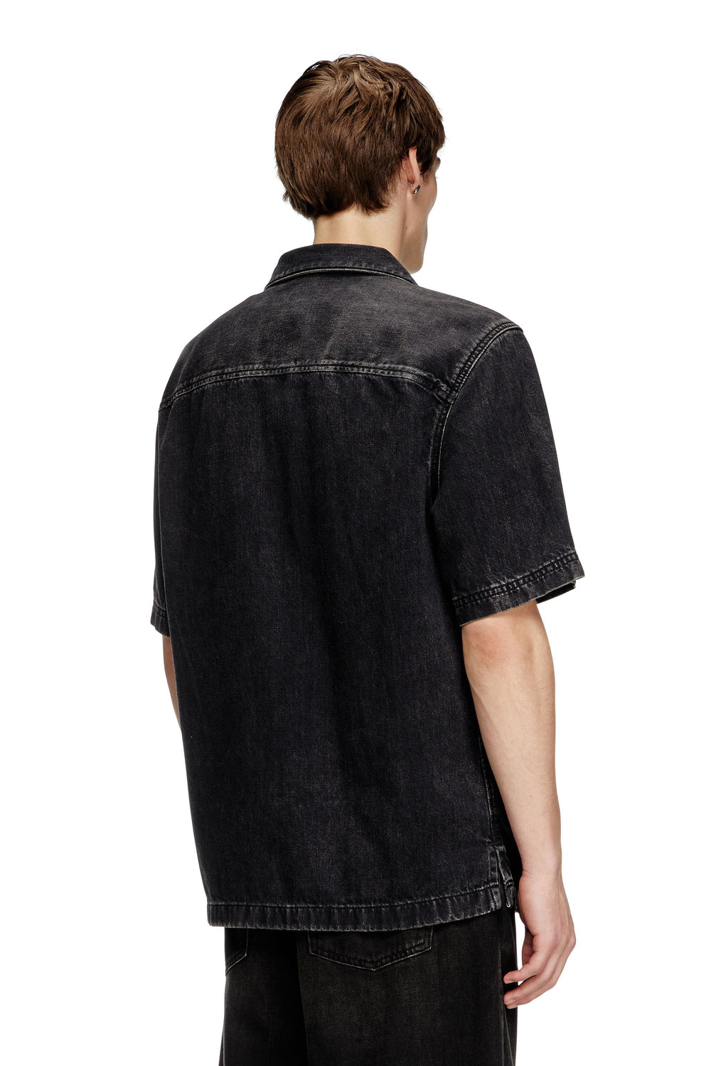 Men's Bowling shirt in Tencel denim Black