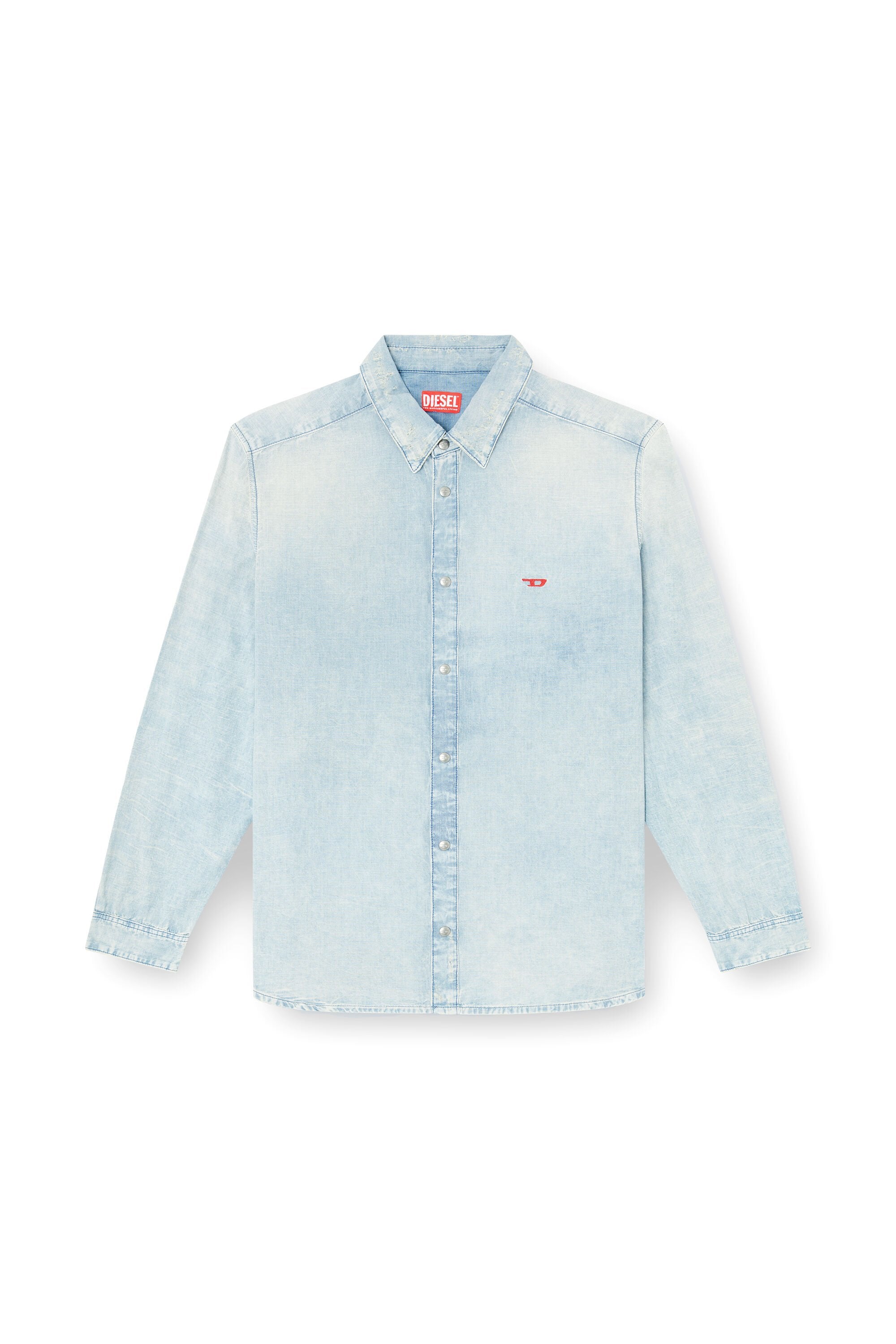 Men's Shirt in bleach-effect denim Blue
