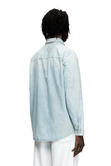 Men's Shirt in bleach-effect denim Blue