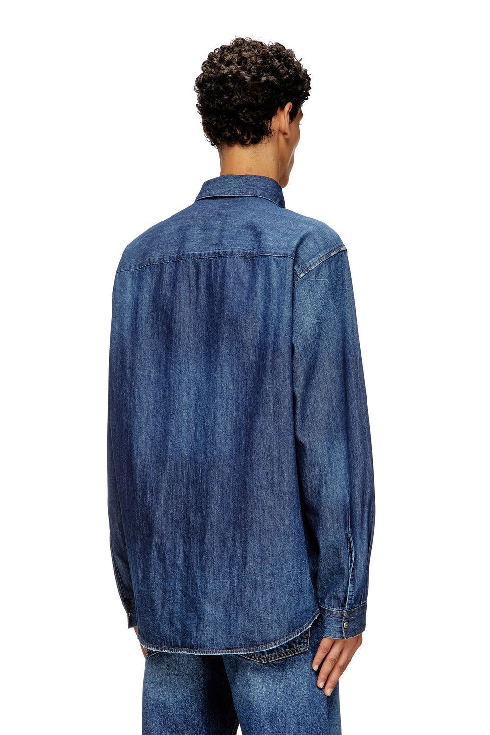 Men's Denim shirt with embroidered logo Blue