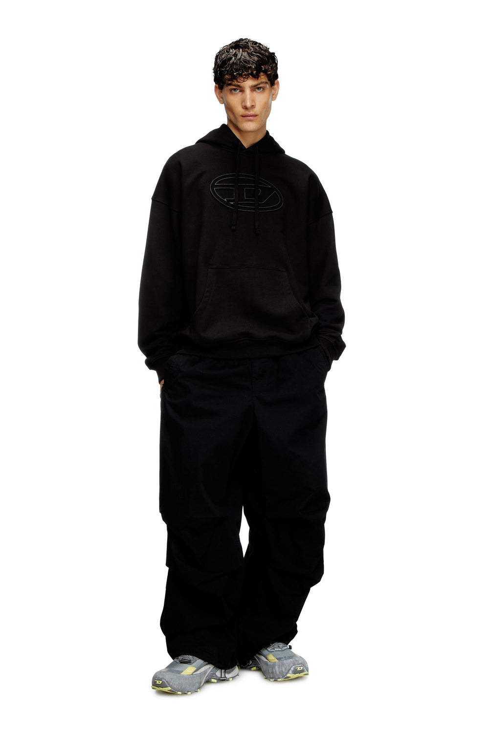 Men's Hoodie with embossed Oval D Black