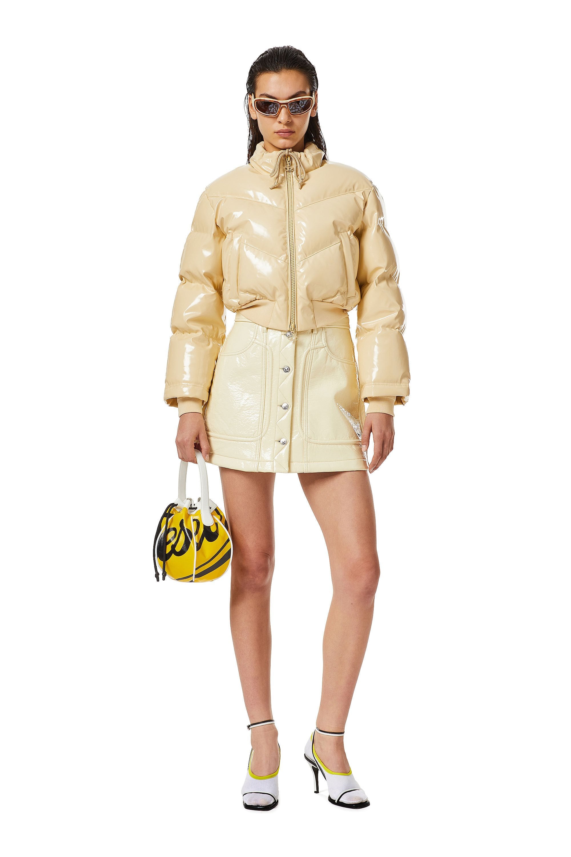 W-CREMA Woman: Quilted-vinyl down bomber jacket