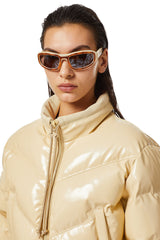 W-CREMA Woman: Quilted-vinyl down bomber jacket