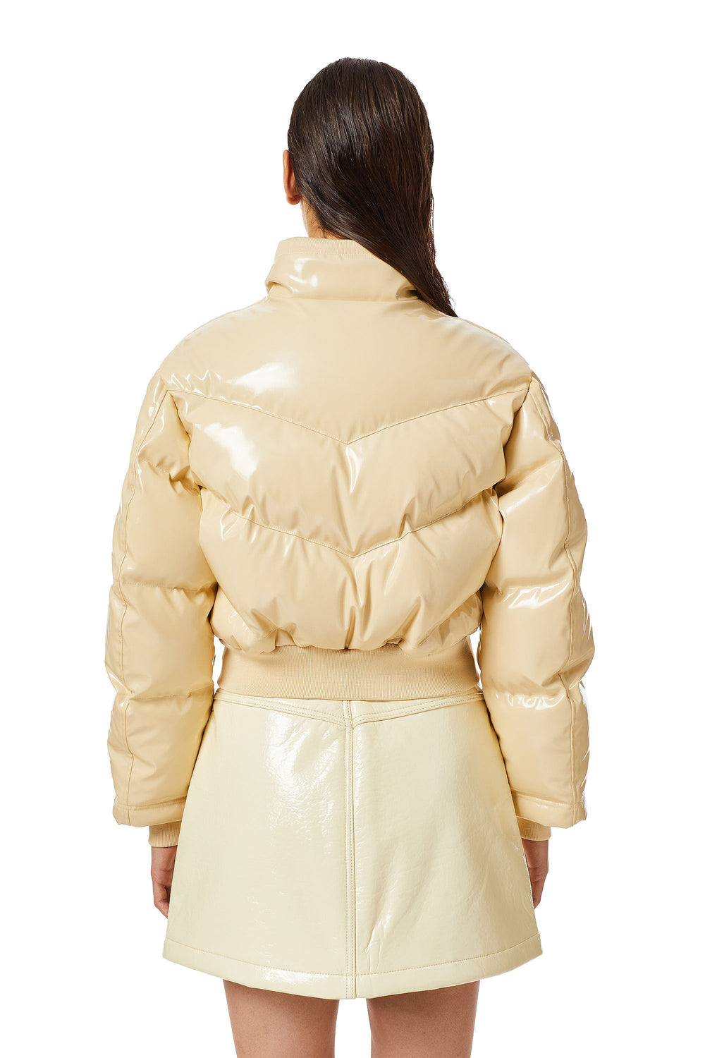 W-CREMA Woman: Quilted-vinyl down bomber jacket