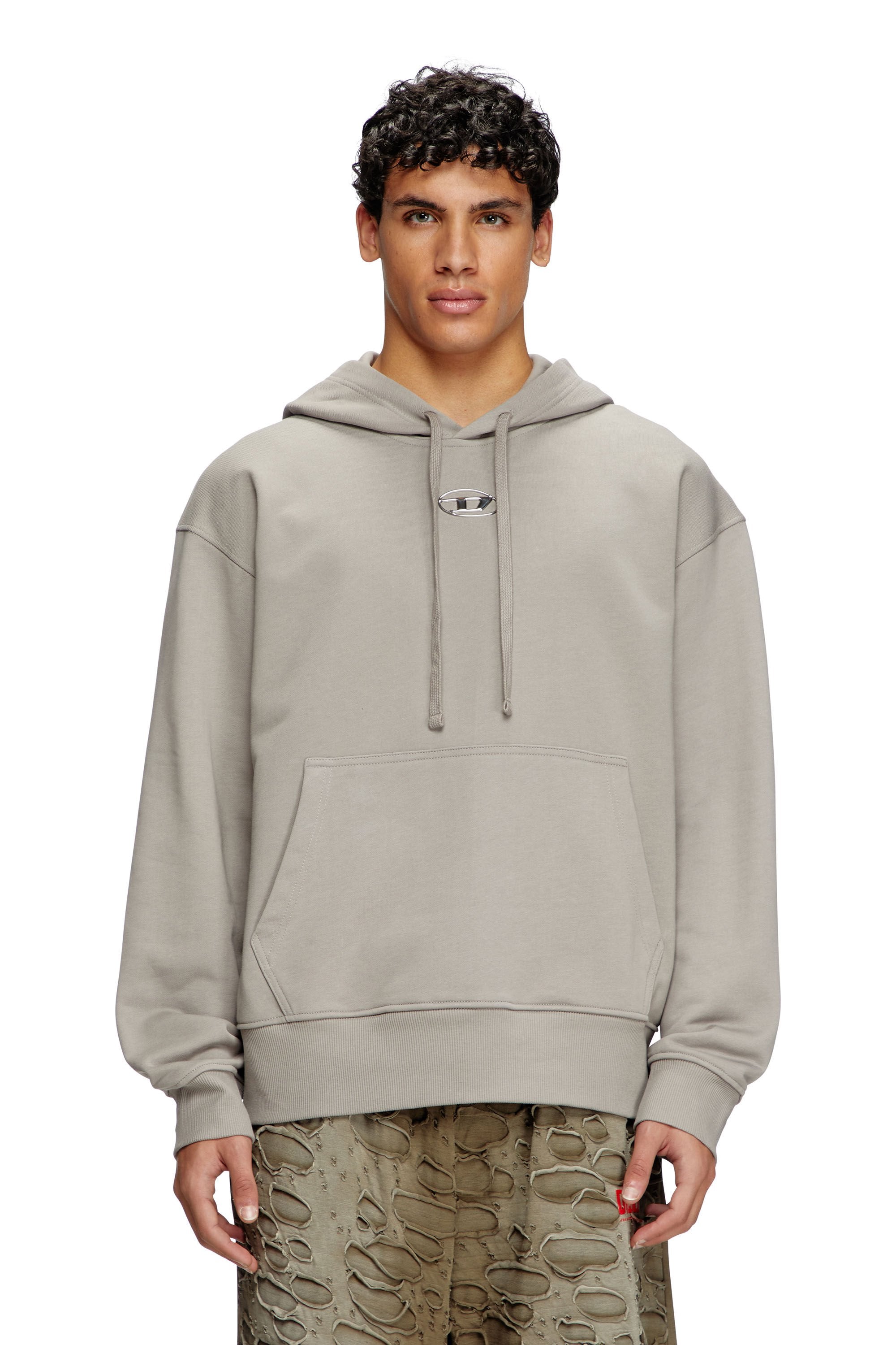 Men's Hoodie with metallic logo Grey