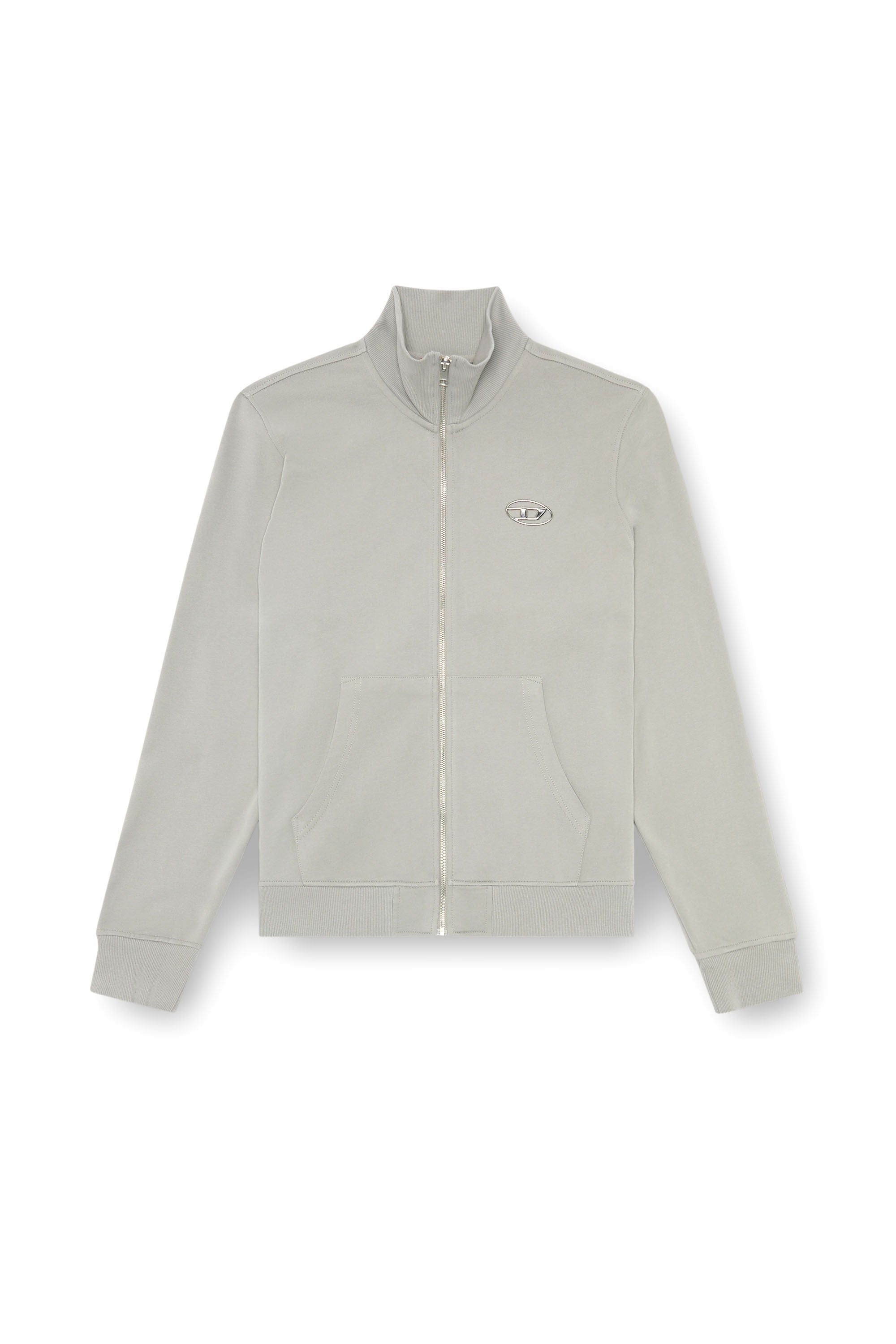 Men's Zip-up sweatshirt with metallic logo Grey