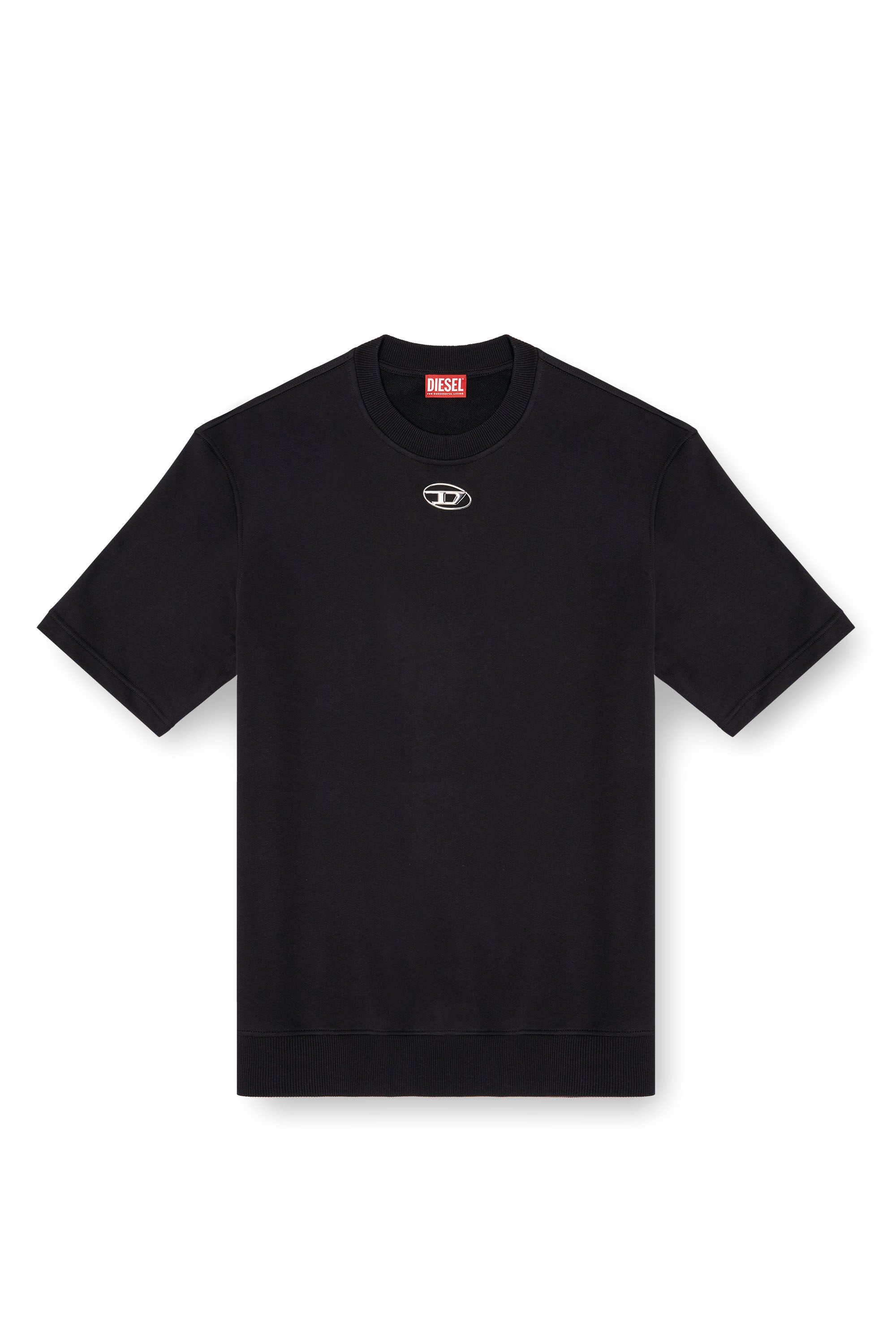 Men's Half-sleeve sweatshirt with metallic logo Black