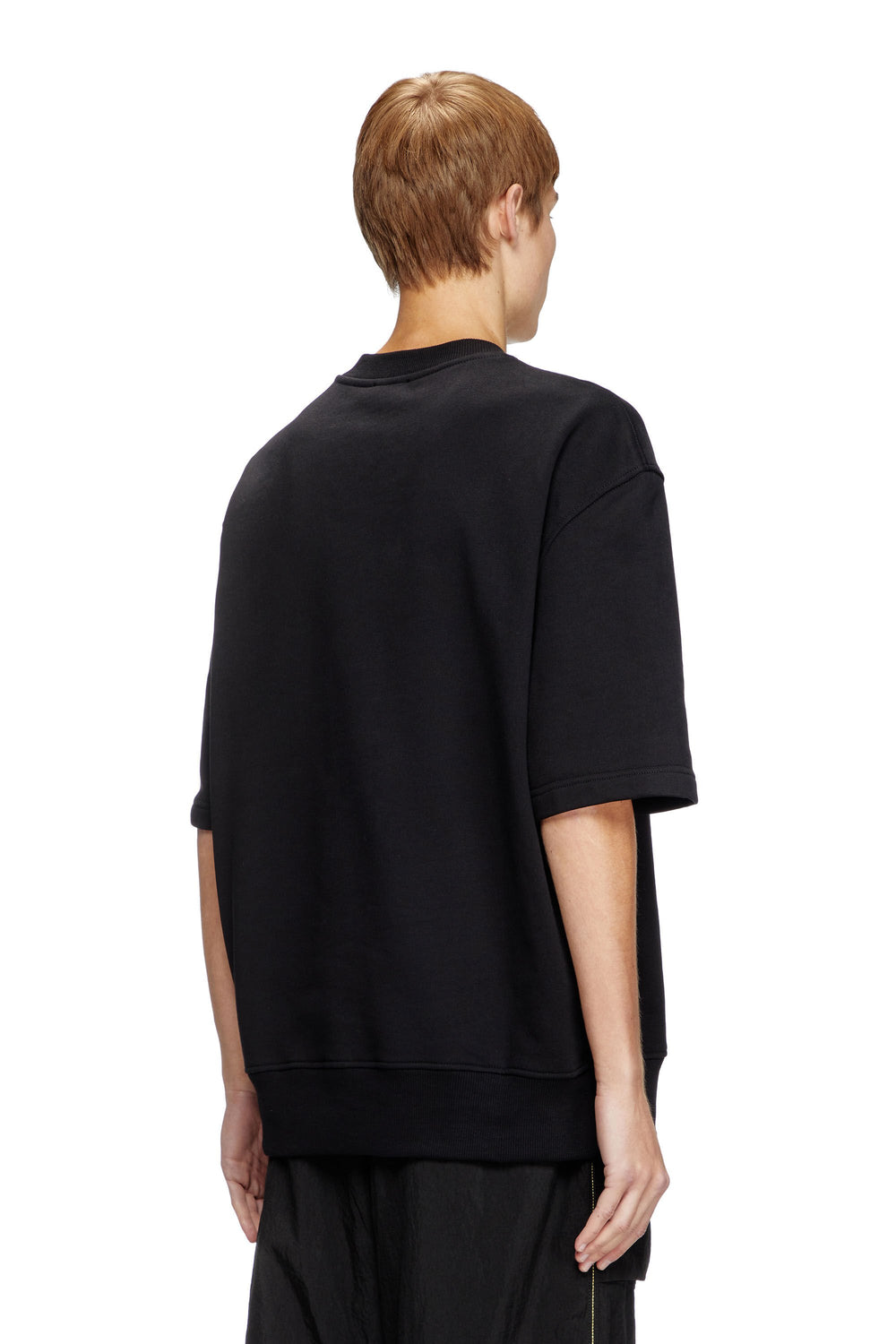 Men's Half-sleeve sweatshirt with metallic logo Black