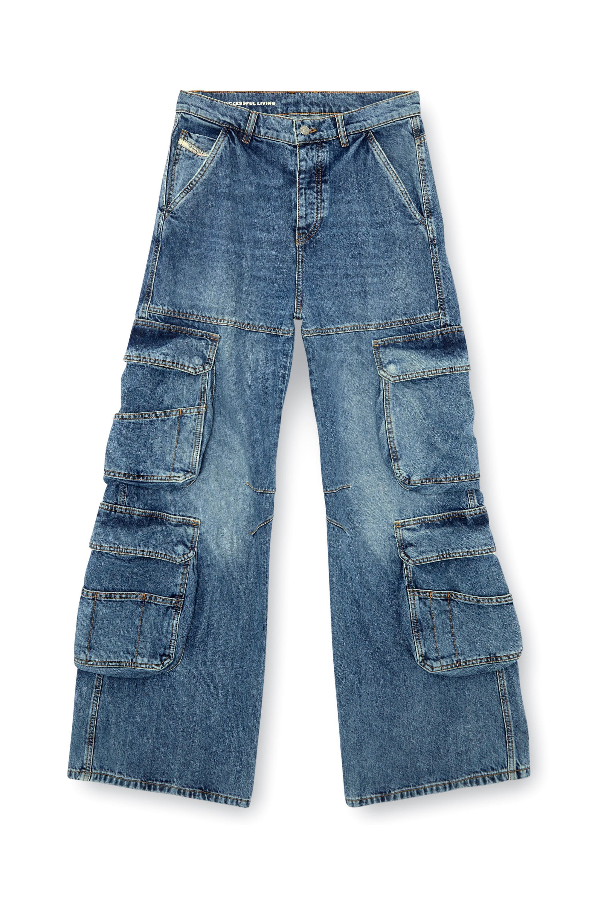 1996 D-Sire Women: Cargo Jeans with pockets medium blue