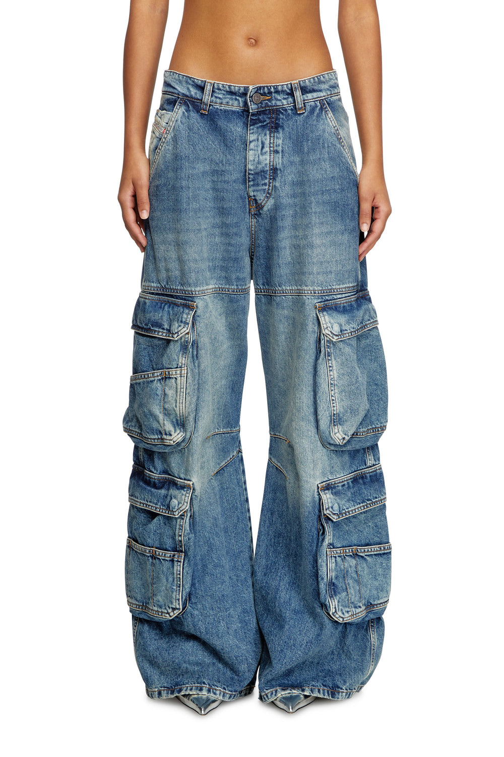 1996 D-Sire Women: Cargo Jeans with pockets medium blue