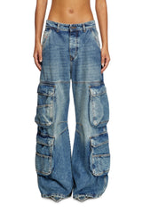 1996 D-Sire Women: Cargo Jeans with pockets medium blue