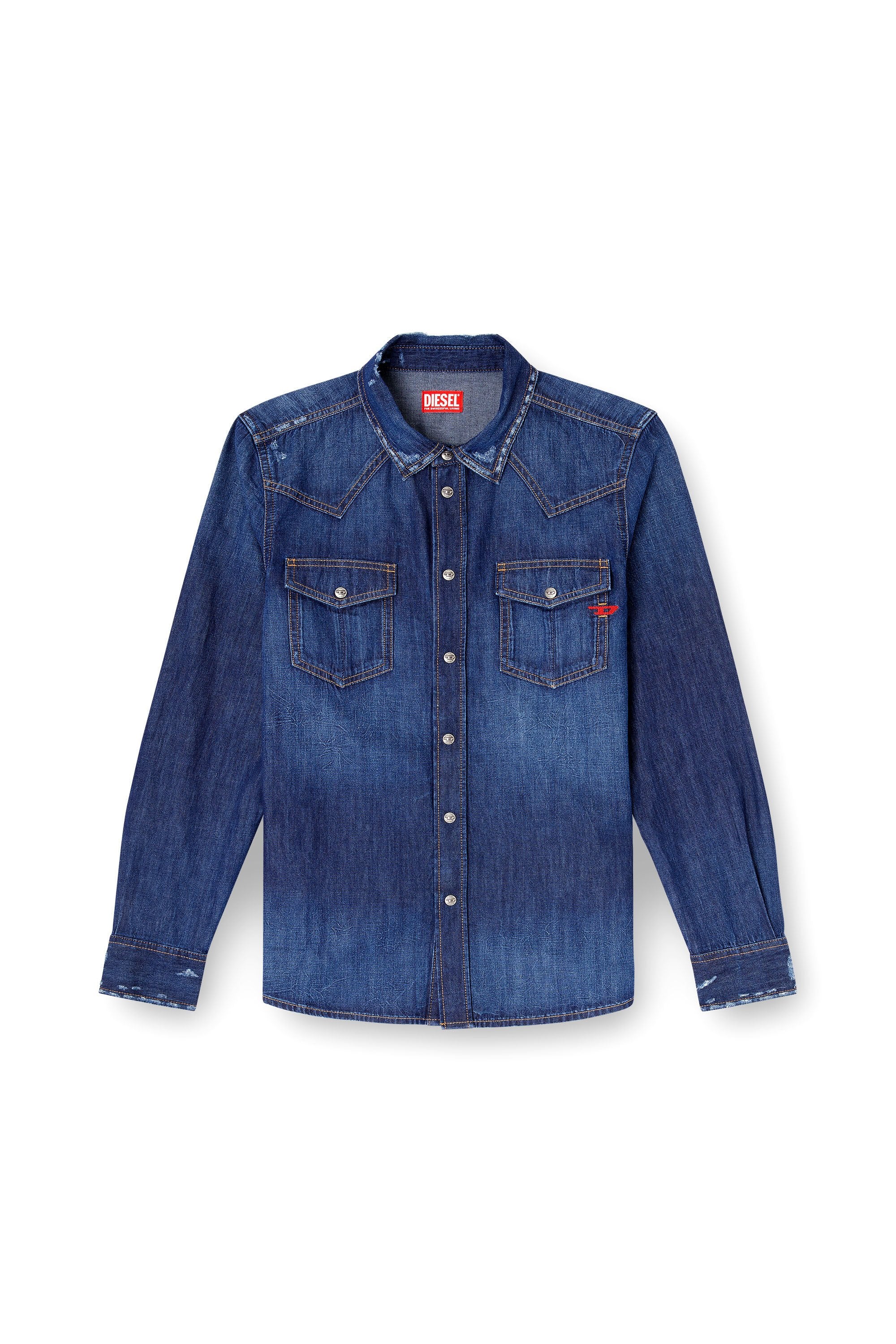 Men's Denim shirt with patch pockets Blue