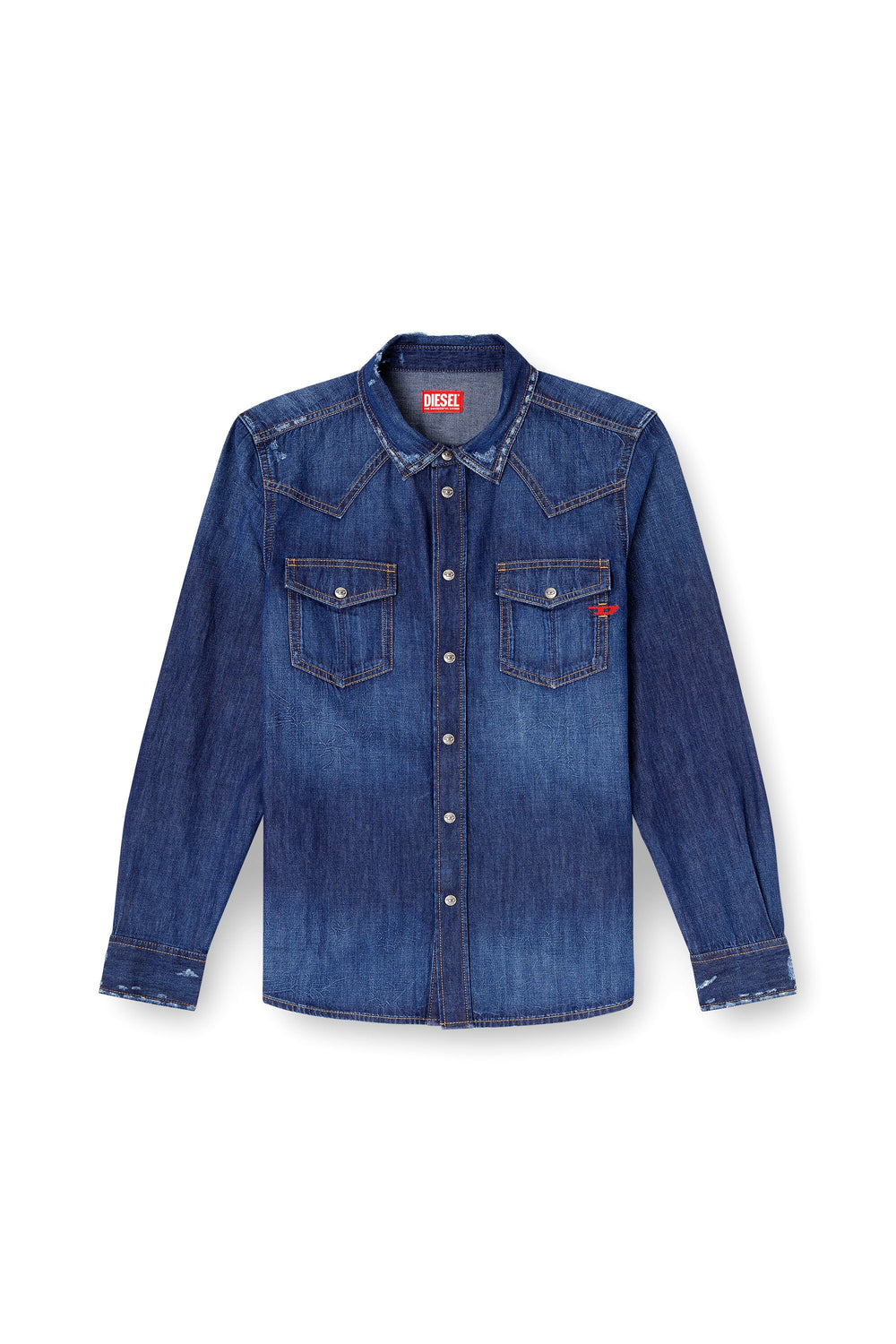 Men's Denim shirt with patch pockets Blue