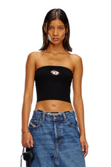 Women's Tube top with logo plaque Black