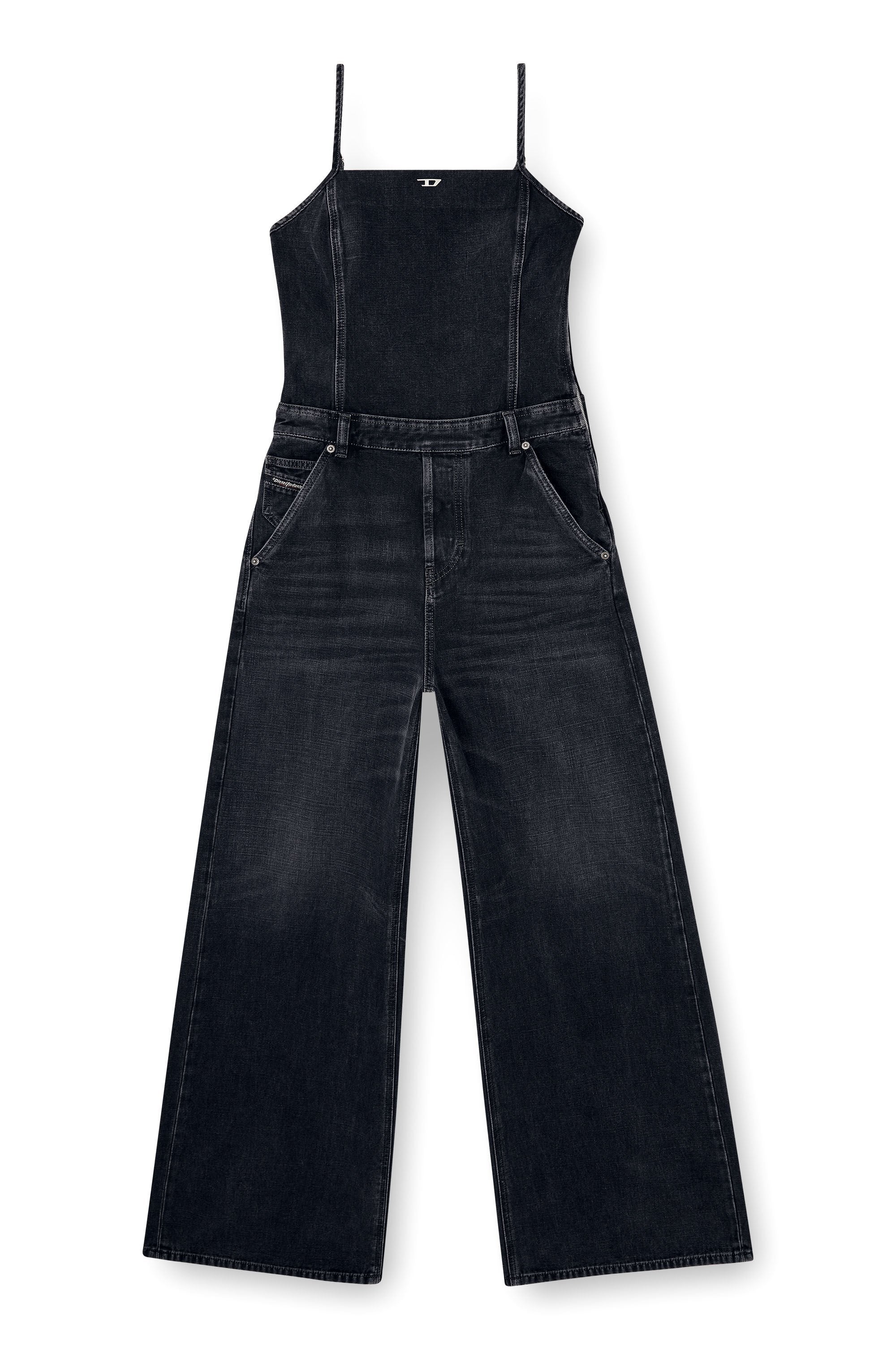 Women's Strappy jumpsuit in batavia-weave denim Black