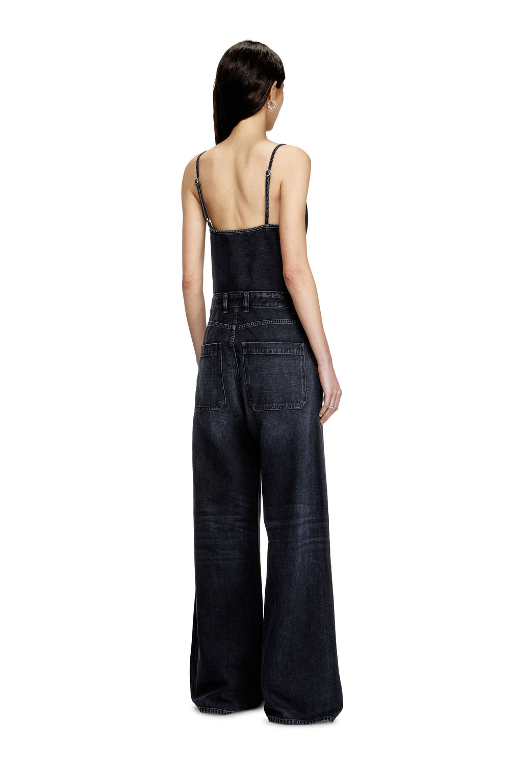 Women's Strappy jumpsuit in batavia-weave denim Black