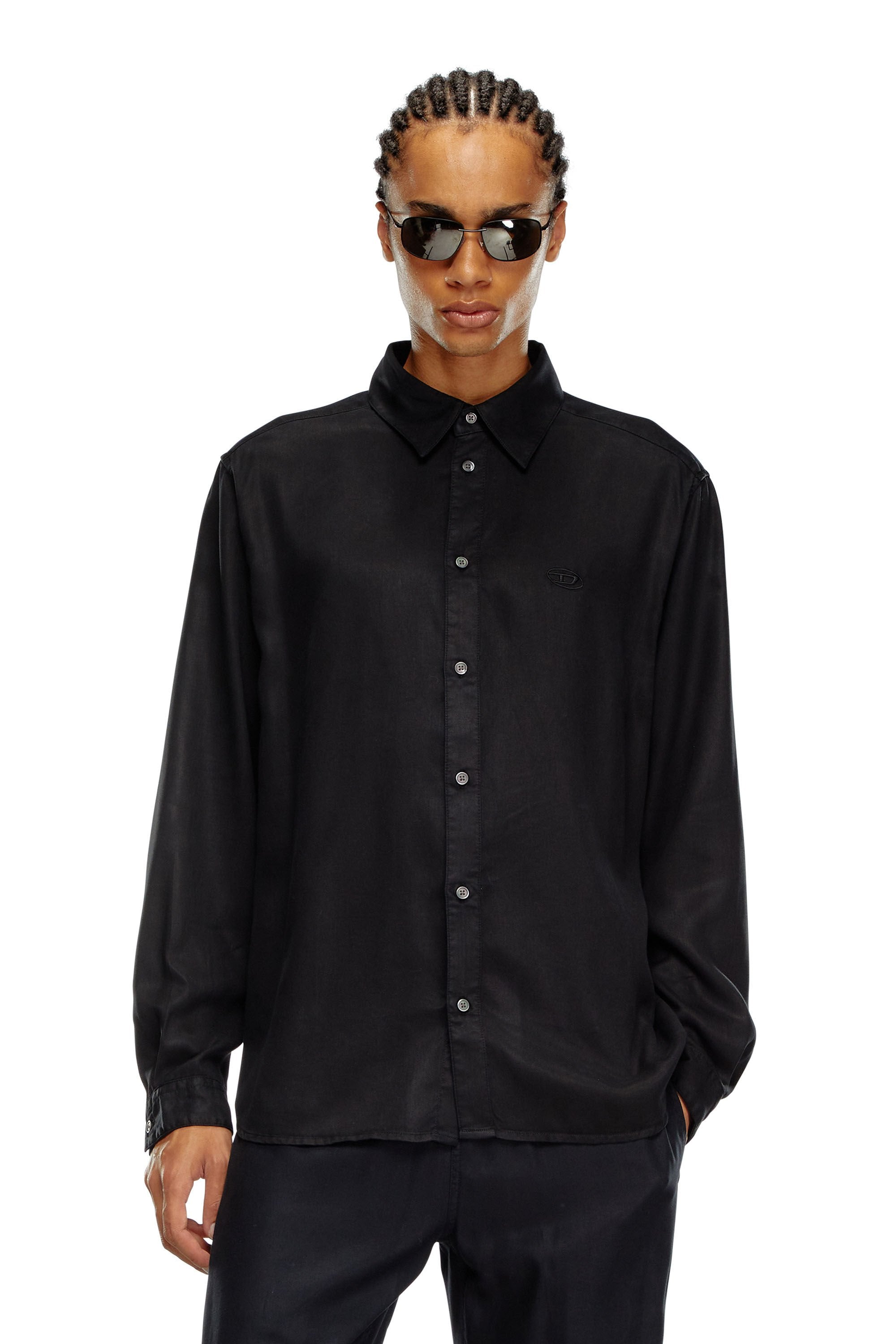 Men's Fluid shirt with logo embroidery Black