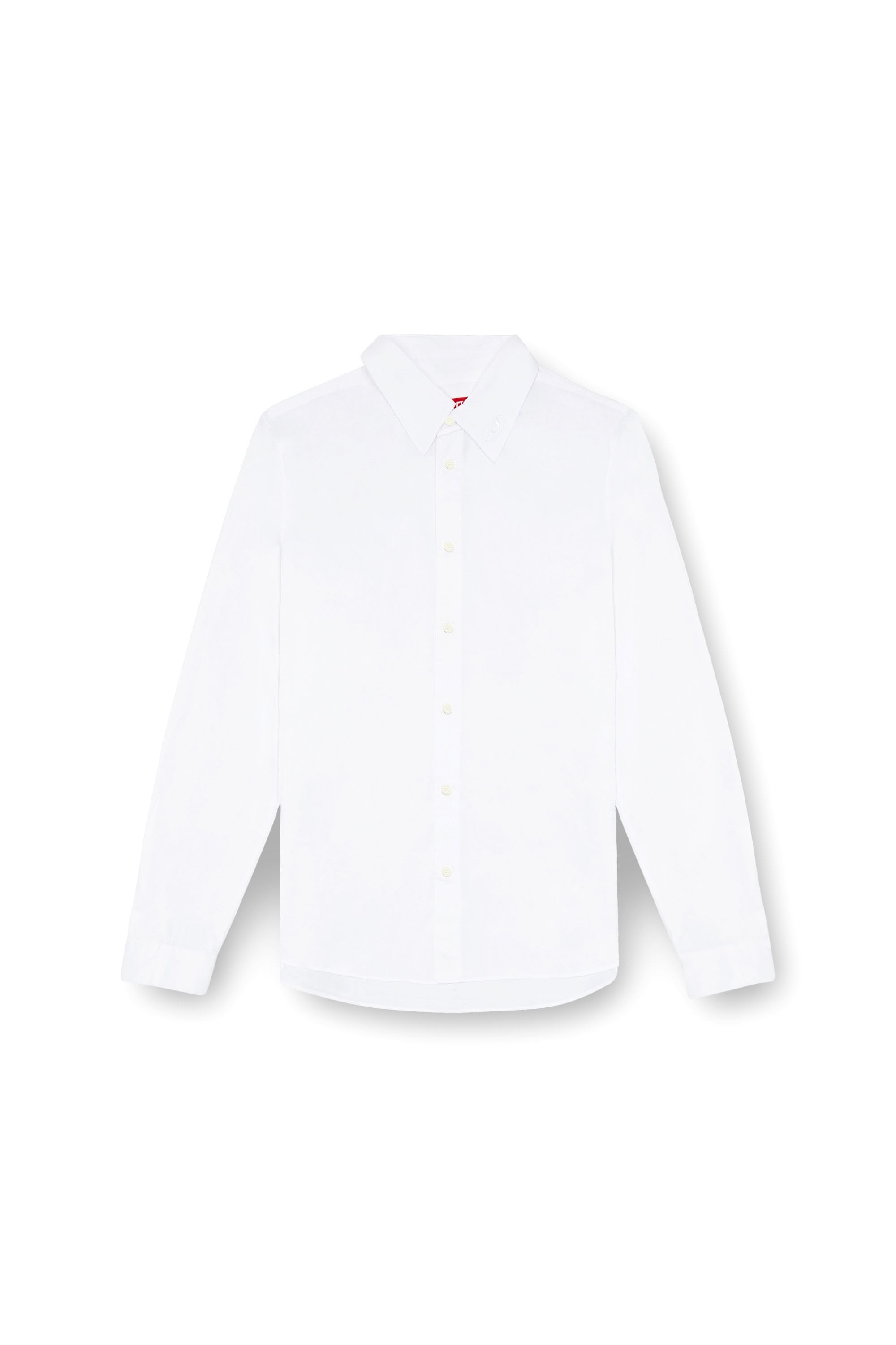 Men's Formal shirt with logo-embroidered collar White