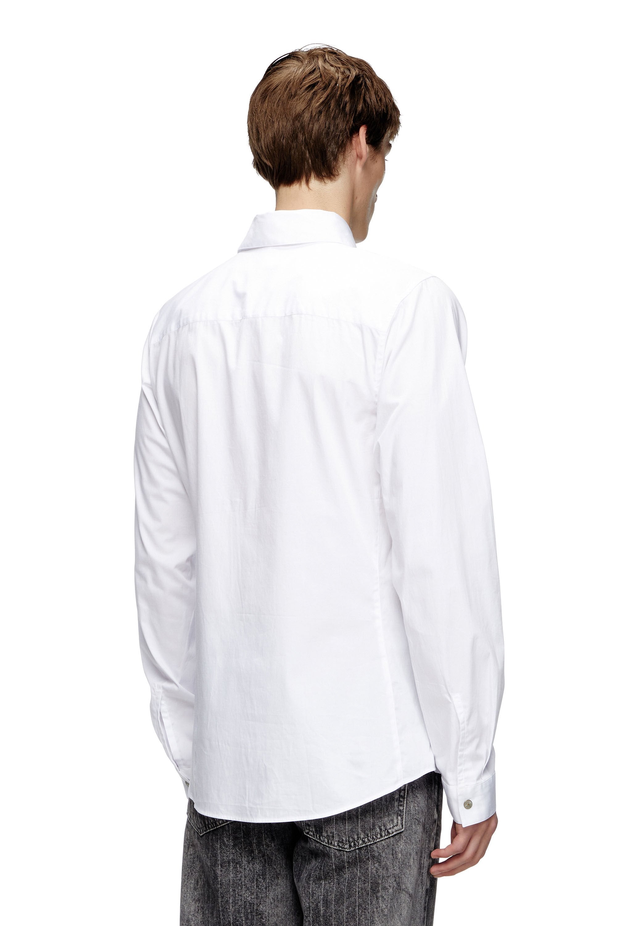 Men's Formal shirt with logo-embroidered collar White