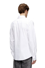 Men's Formal shirt with logo-embroidered collar White