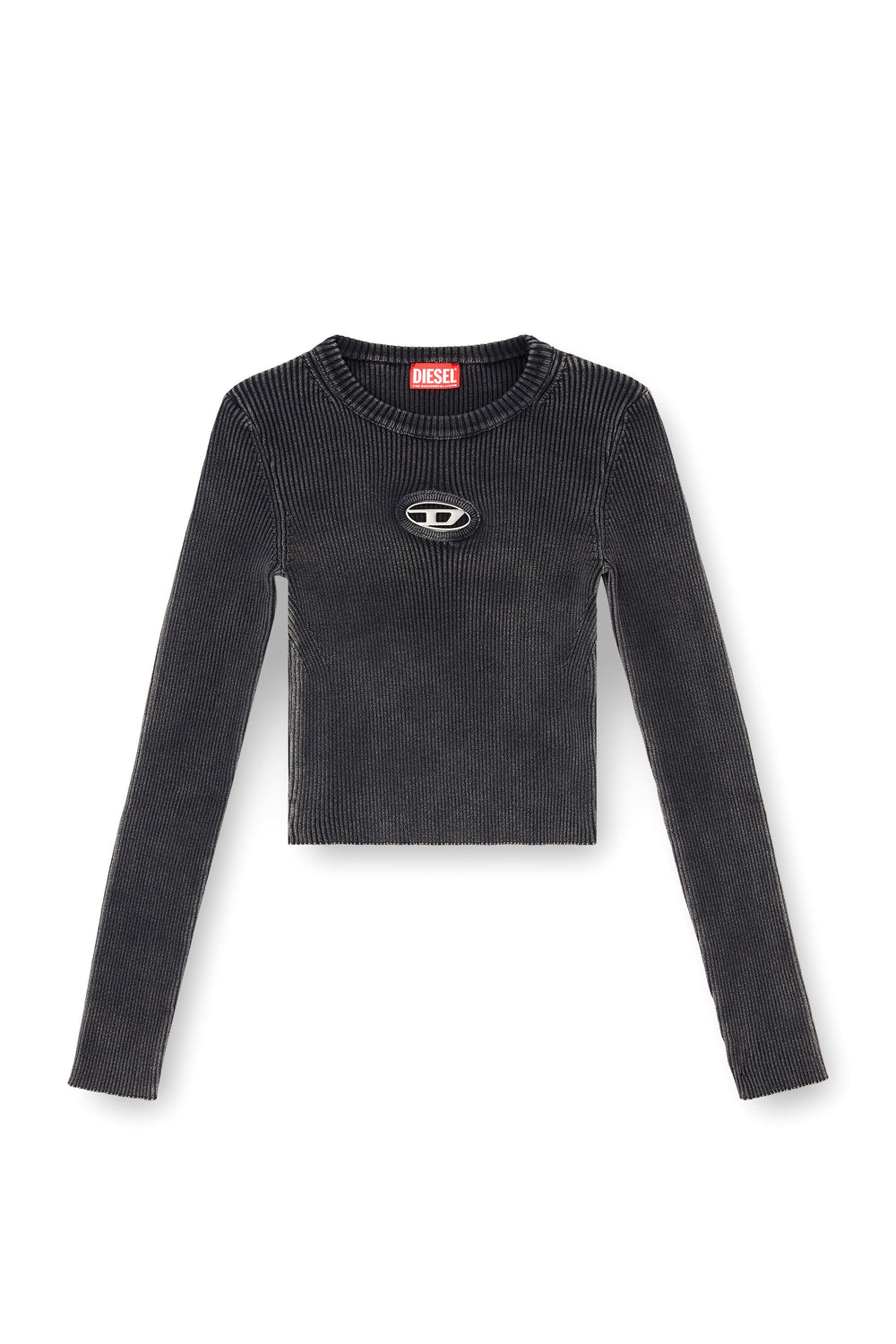 Women's Cropped jumper with cut-out logo Black