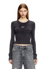 Women's Cropped jumper with cut-out logo Black