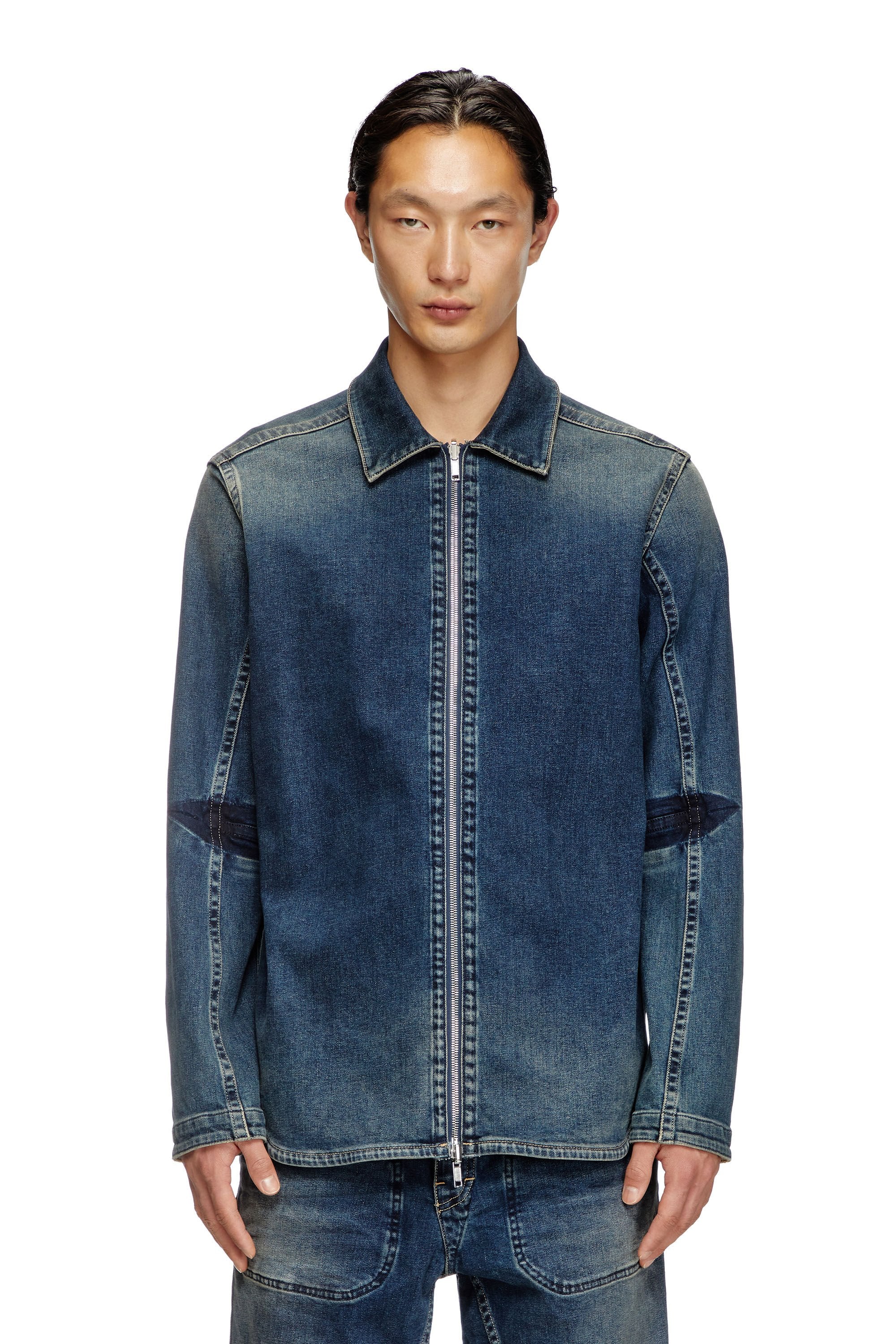 Men's Zipped shirt in Rehab denim Blue