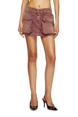 Women's Denim miniskirt with patch pockets Brown