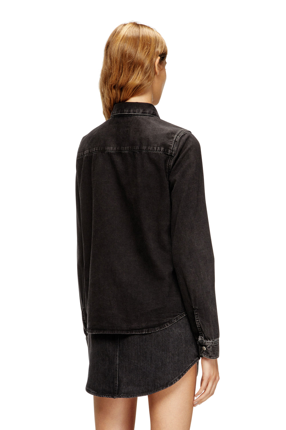 Women's Denim shirt with contrasting stitching Black