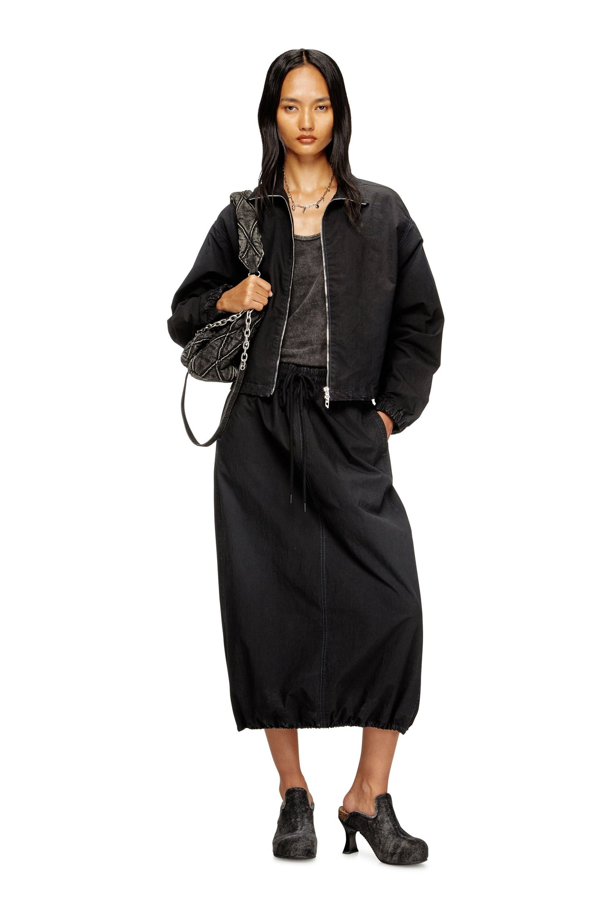 Women's High-neck technical JoggJeans jacket Black