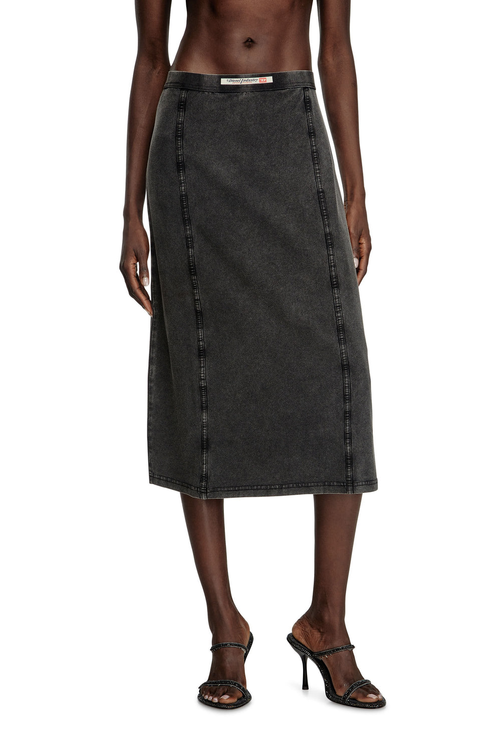 Women's Midi skirt with denim effect Black