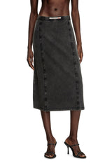 Women's Midi skirt with denim effect Black