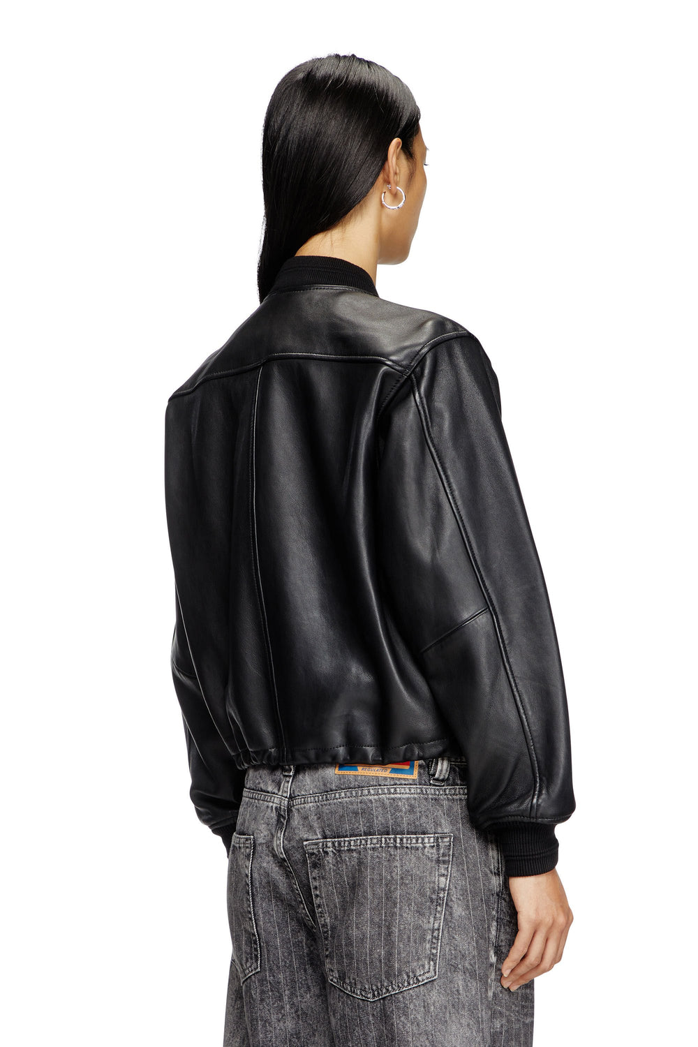 Women's Leather bomber jacket Black