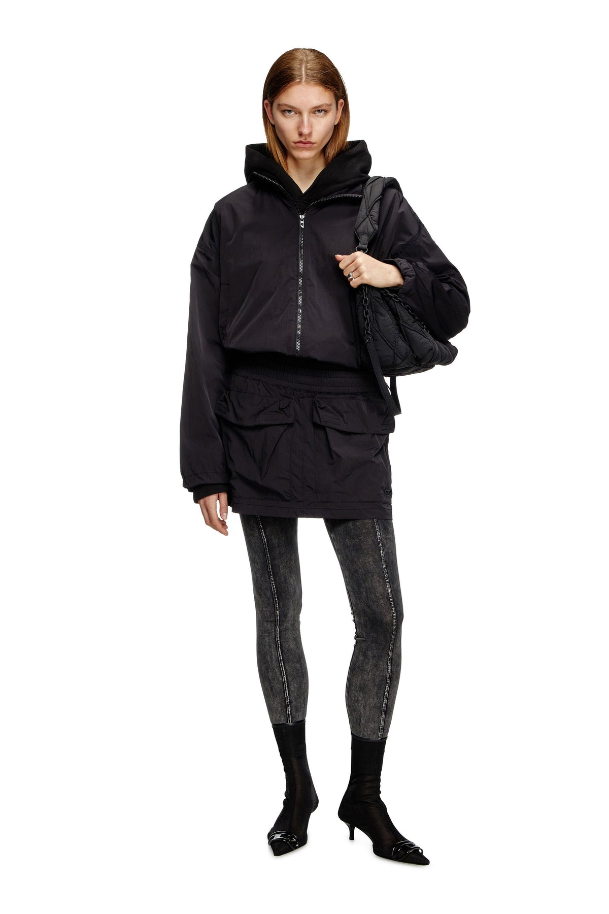 Women's Windbreaker in compact nylon Black