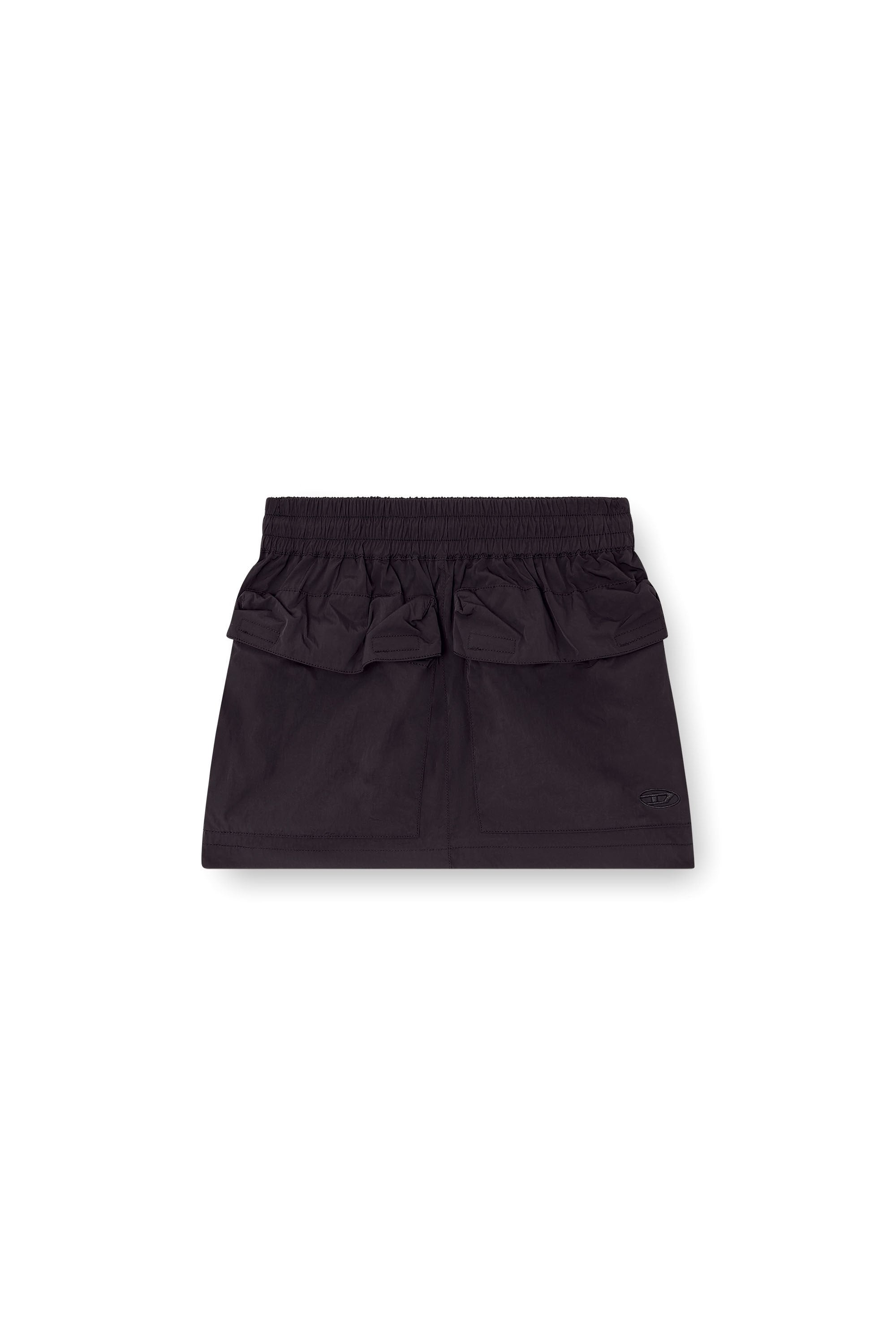 Women's Crinkled mini skirt with utility pockets Black