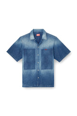 Men's Bowling shirt in contrast-effect denim Blue