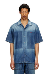 Men's Bowling shirt in contrast-effect denim Blue