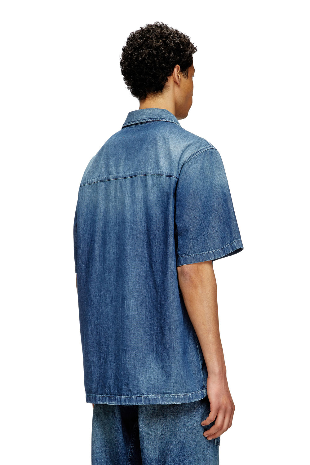Men's Bowling shirt in contrast-effect denim Blue