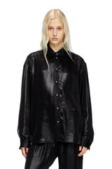 Women's Fluid shirt in laminated fabric Black