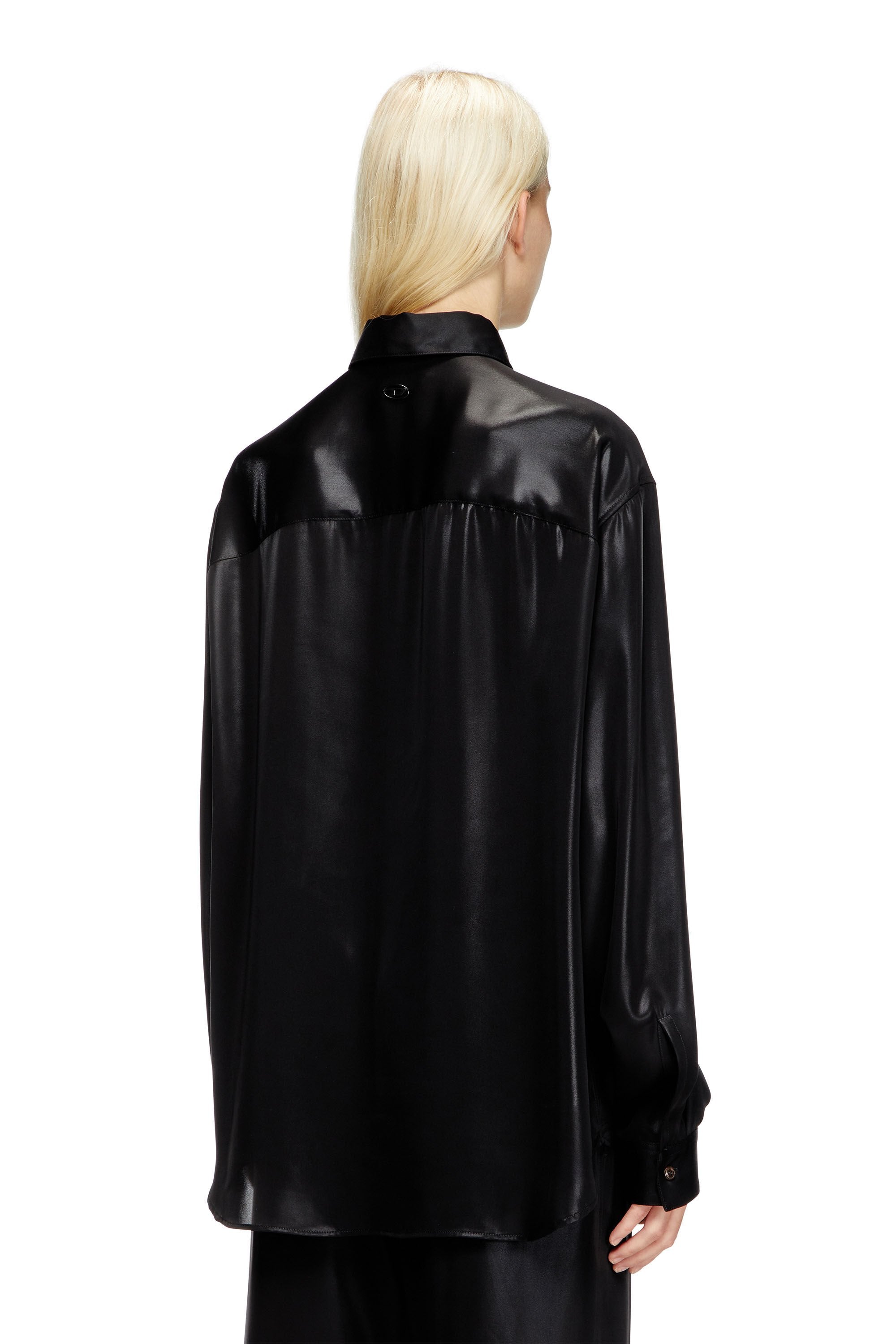 Women's Fluid shirt in laminated fabric Black