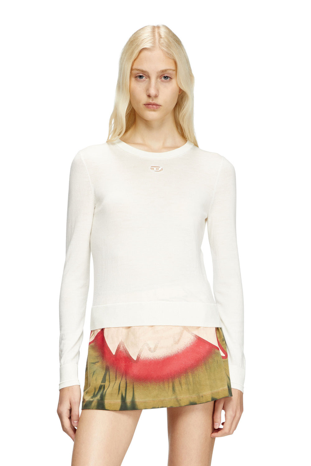 Women's Wool jumper with cut-out logo Black