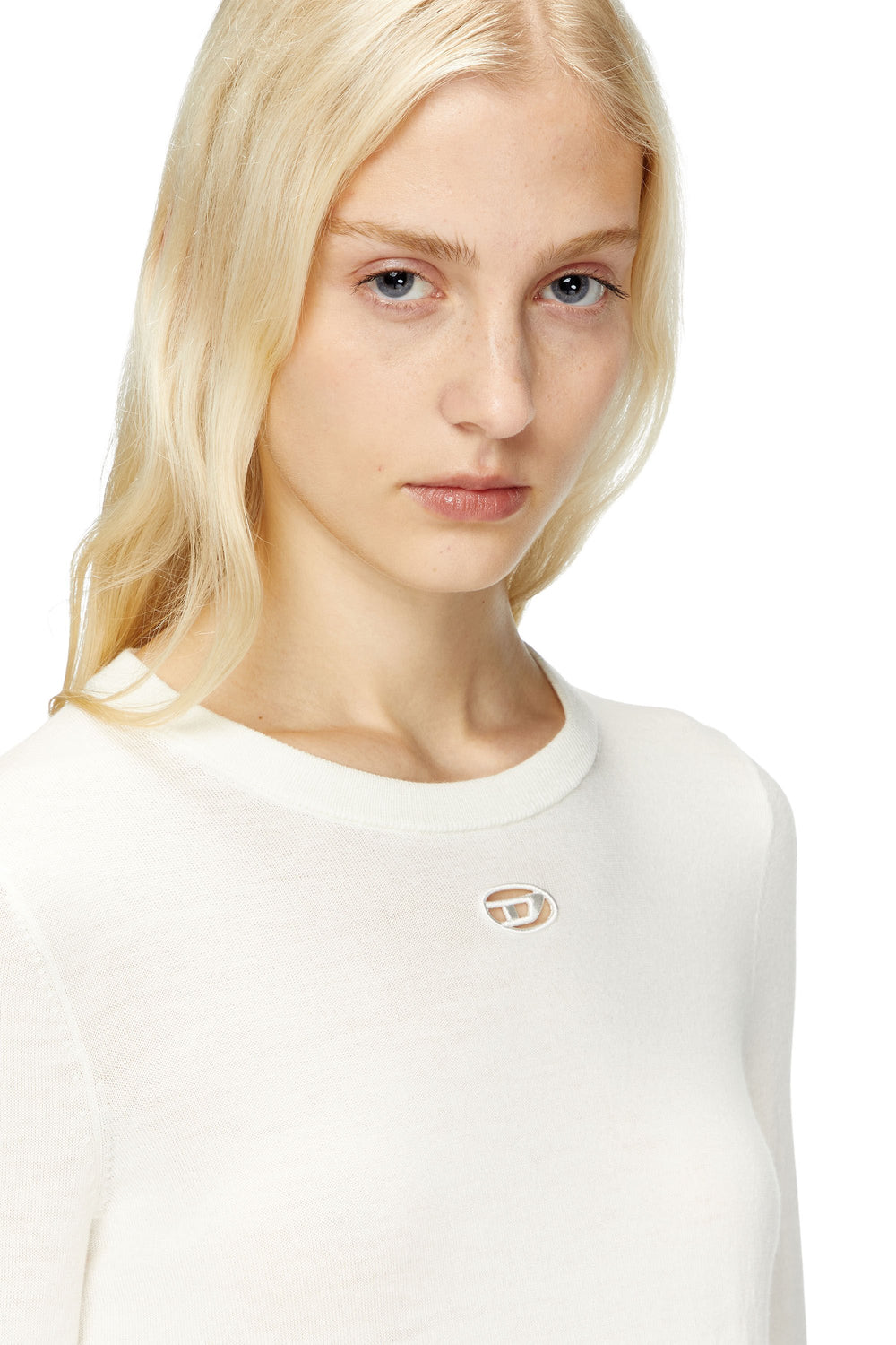Women's Wool jumper with cut-out logo White