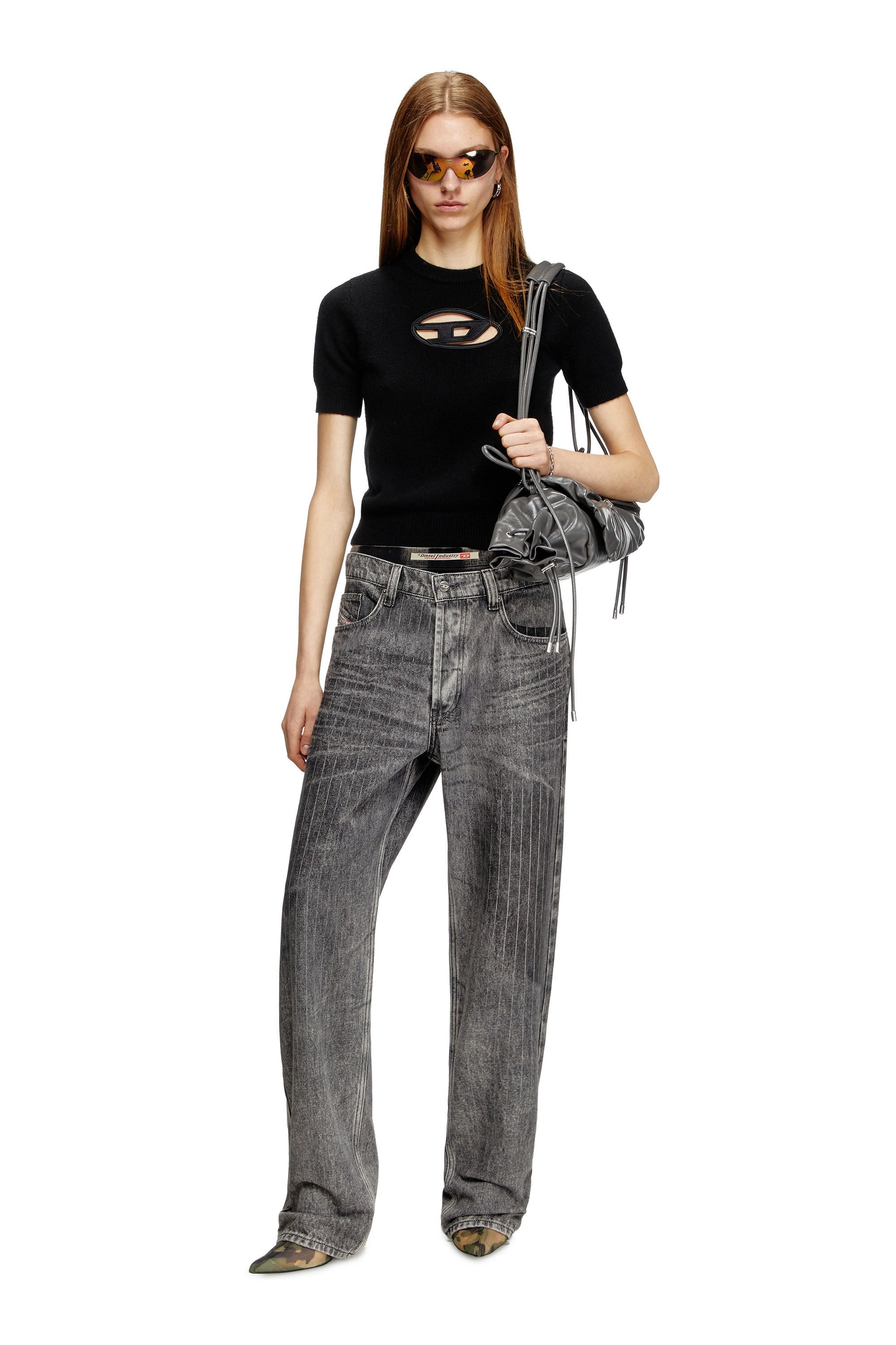 Women's Short-sleeve jumper in cashmere blend Black